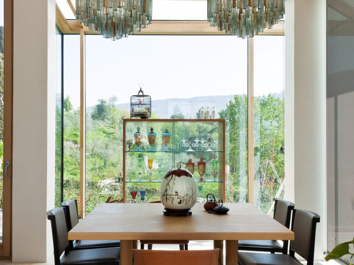 Lampadari di murano per un pranzo con vista.